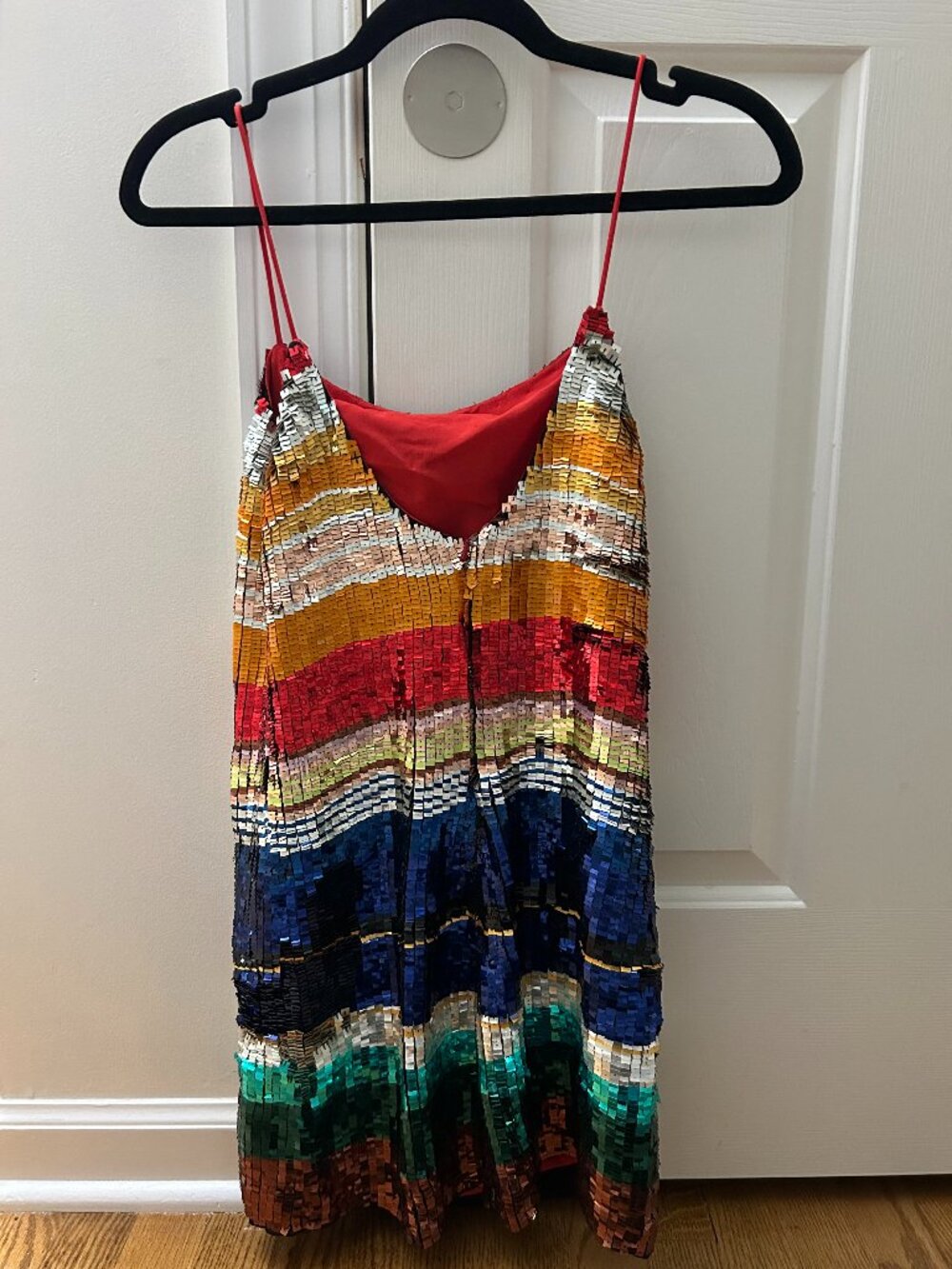 Alice + Olivia Bridget Mini Dress - Striped Sequin Spaghetti Strap - Picture 8 of 10